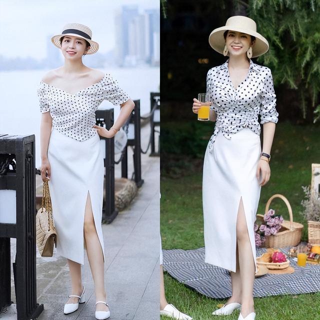 过膝裙才是夏季标配穿搭，高级又大方，尽显女性的温婉魅力