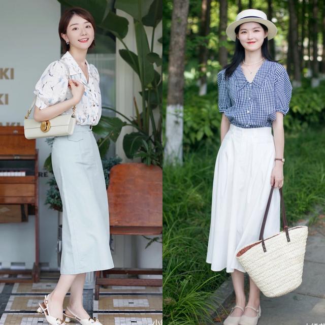 夏季还怕衣服不会搭？教你这些基础色上衣+半身裙，优雅又显气质