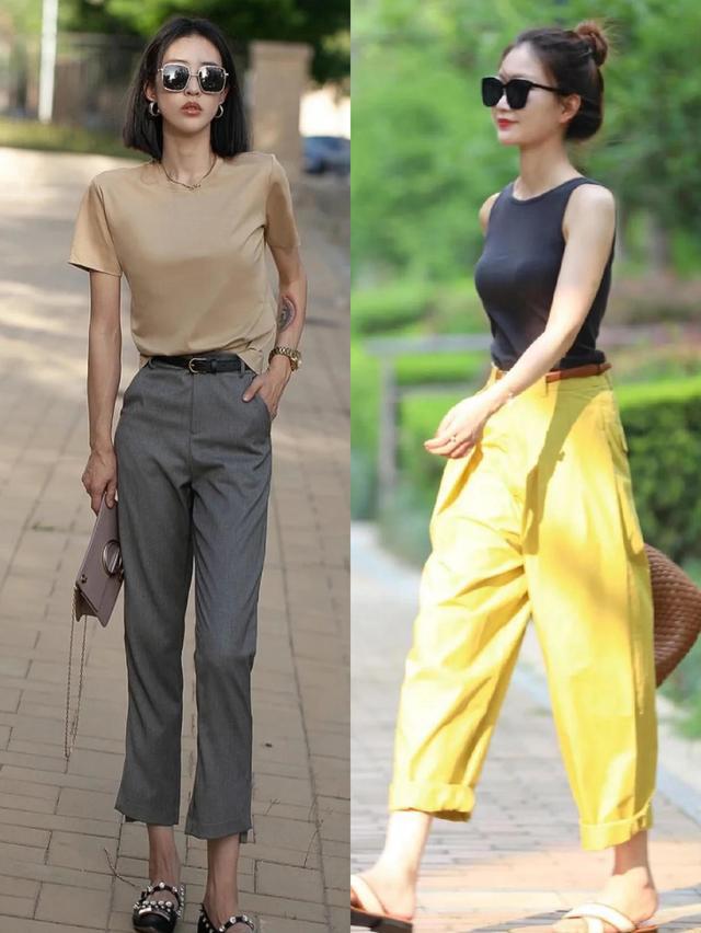 腿粗、腿短的女生，选裤子记得考虑“九分裤”，太百搭太显瘦了